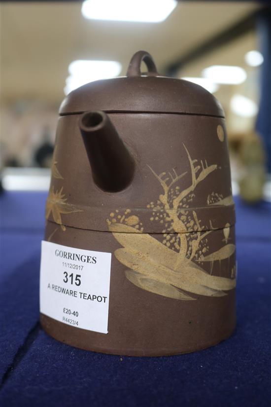 A redware teapot